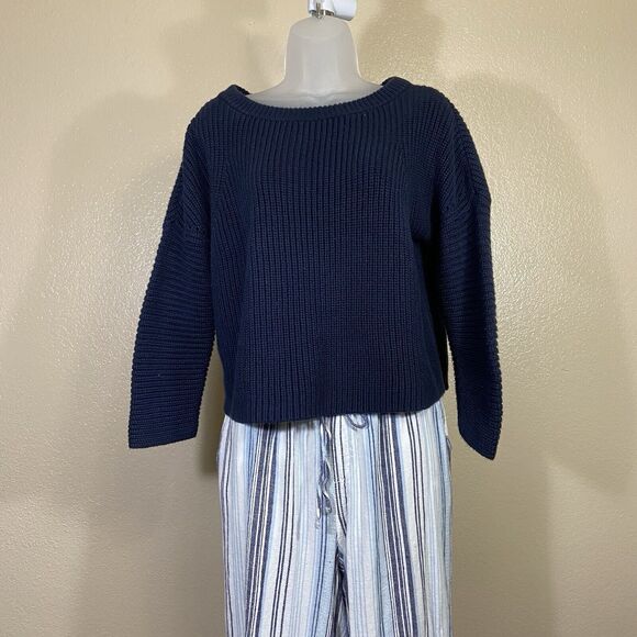 Polo Ralph Lauren Women’s M Rib Knit Cotton Crewneck Sweaters Navy - Picture 1 of 8
